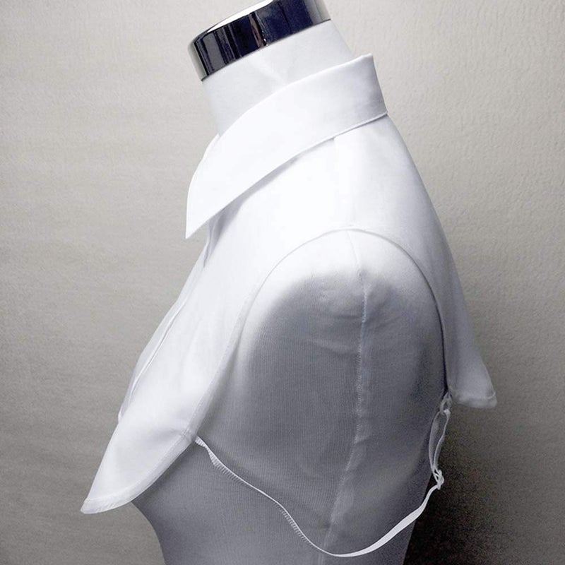 Juland Lady's White Cotton Sleeveless Shirt with Detachable False Collar and Choker Tie, Medium - Image 5